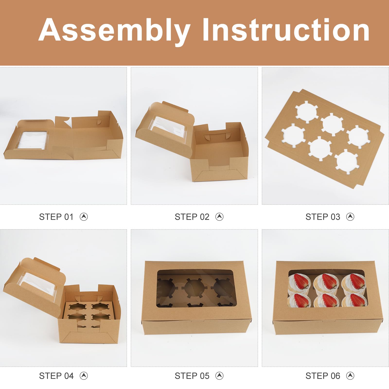 20 Boîtes En Kraft Avec Fenêtre - 18x11x4cm - Pour Cookies, Cupcakes, Pâtisseries à Emporter - Idée Cadeau