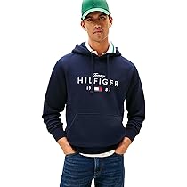 Tommy Hilfiger Felpa con Cappuccio da Uomo Brand Love Big Hilfiger MW0MW41427, Blu, L, Blu (Cielo del Deserto), L
