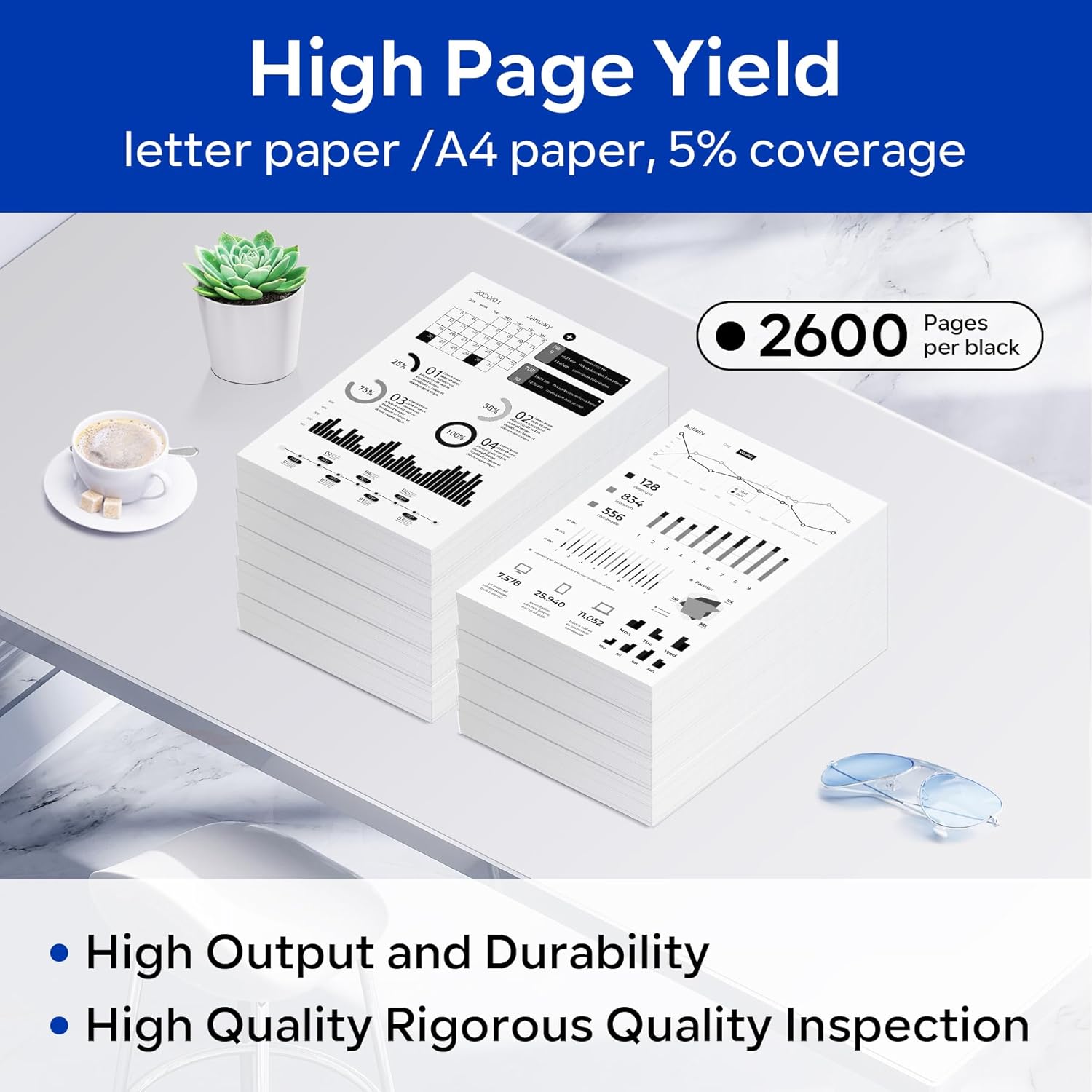 TN-450 TN450 Black High Yield Toner Cartridge Replacement for Brother TN450 TN 450 HL-2240 HL-2270DW HL-2280DW MFC-7360N MFC-7460DN MFC-7860DW IntelliFax 2840 2940 Printer (2 Pack) - Image 3