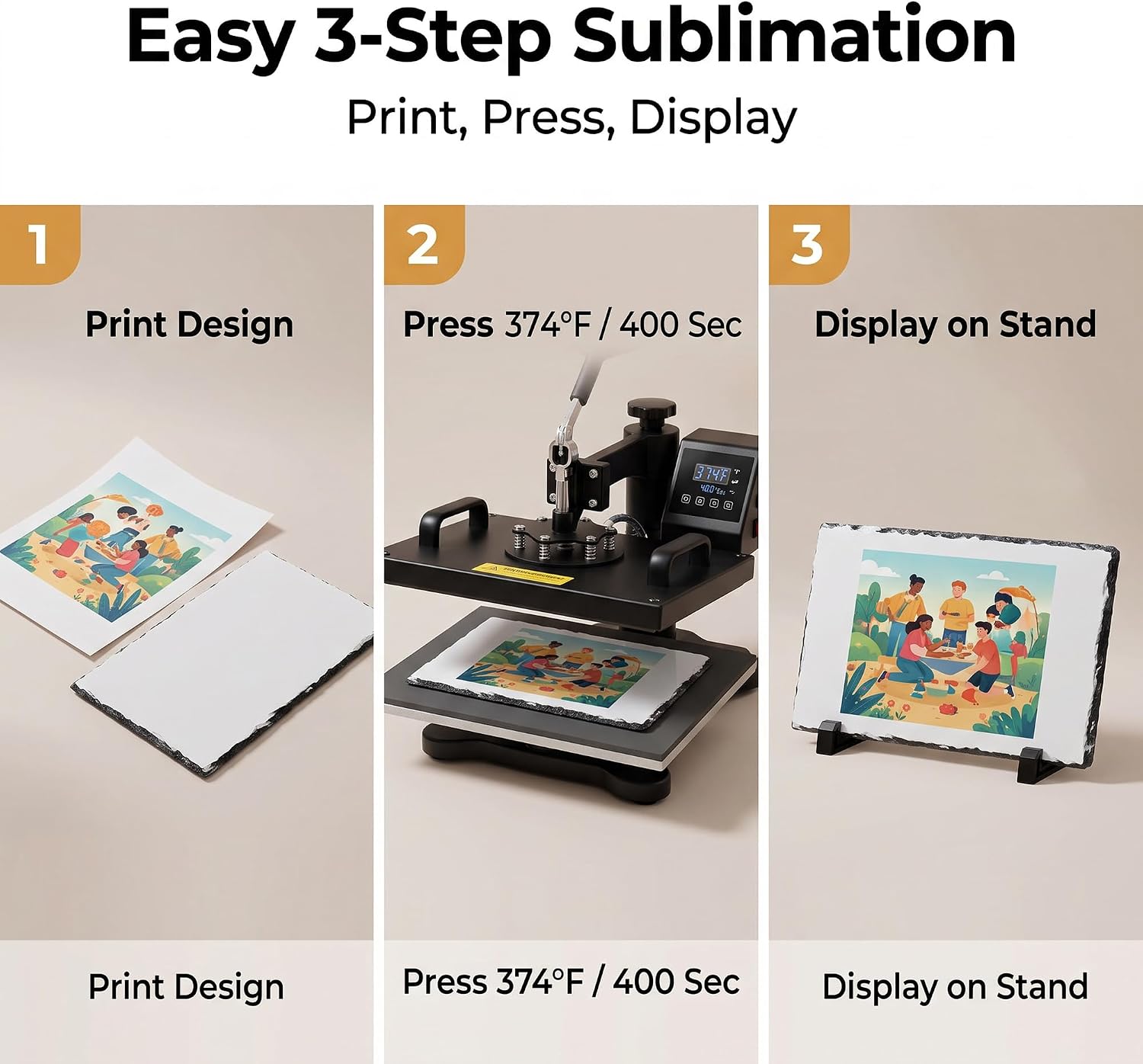 3 PCS 8x12 Inch Sublimation Slate Blanks with Display Holder