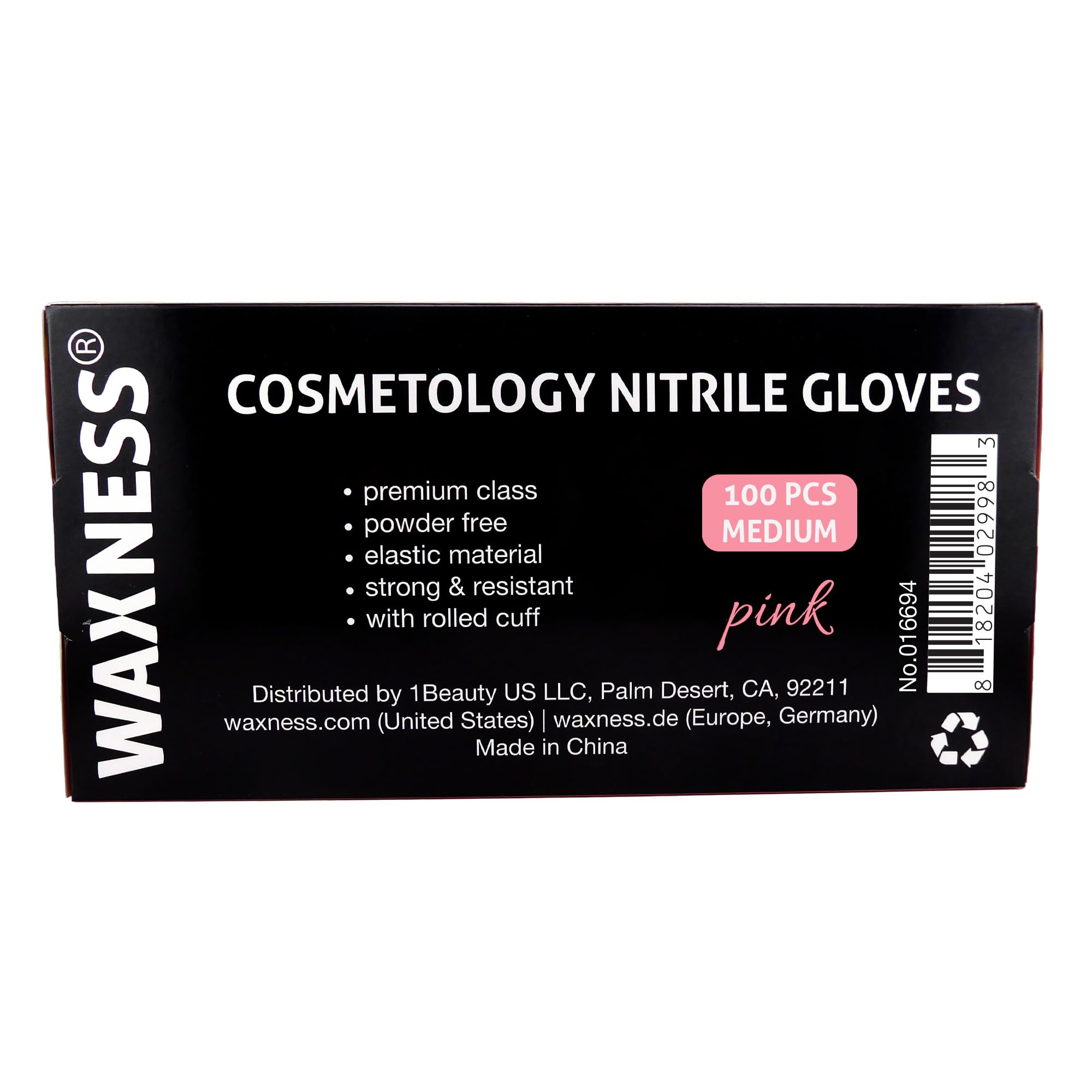 Waxness Cosmetology Guanti in nitrile rosa, M, 100 pz/scatola