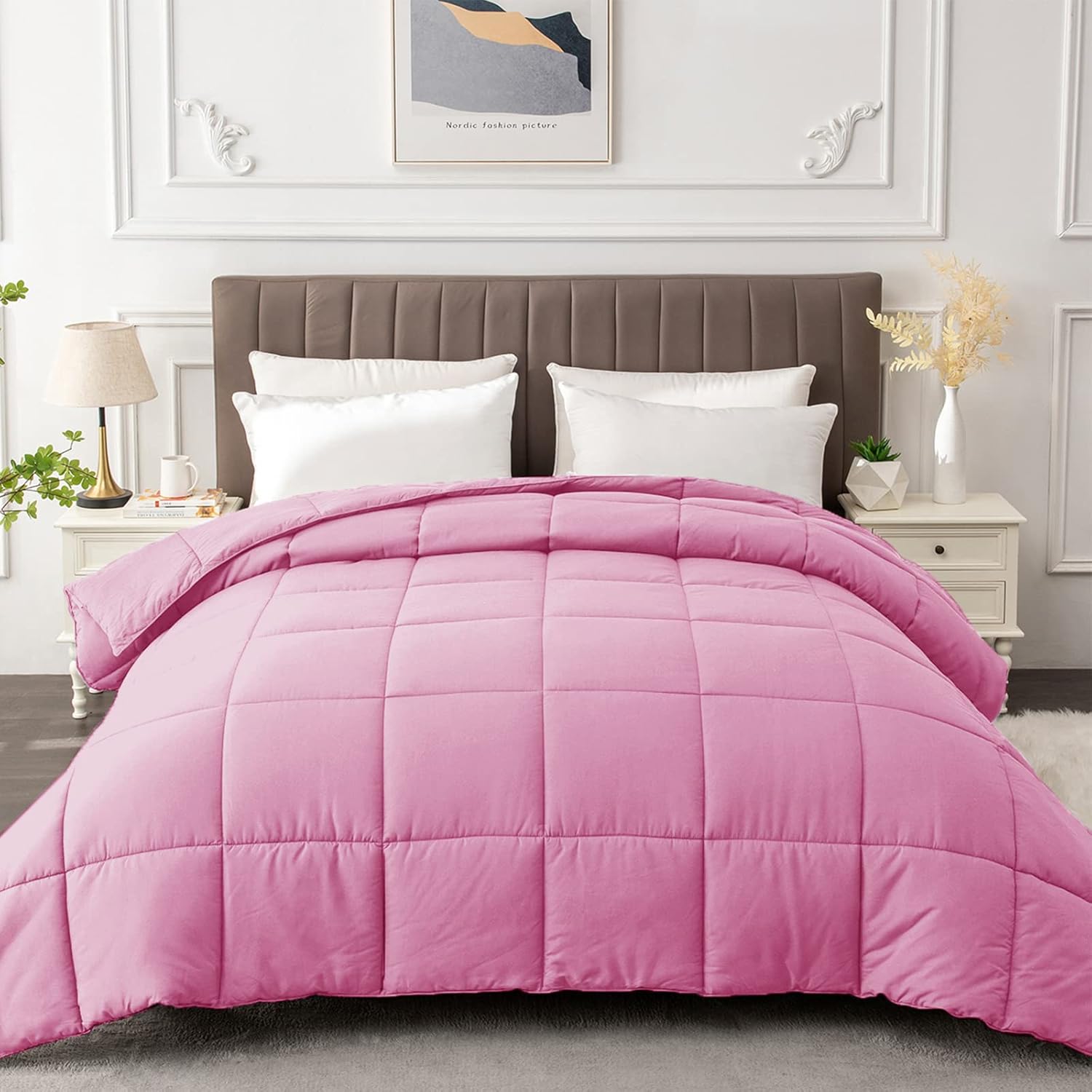 MATBEBY Full Comforter Duvet Insert All Season Pink