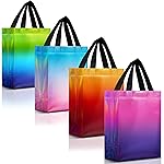 Nush Nush Set of 12 Gradient Medium Gift Bags - 4 Stunning and Shiny Reusable Gift Bags With Handles - Ideal Goodie Bag for Birthday Party, Wedding Party Favors, Christmas, Thanksgiving - 8x4x10