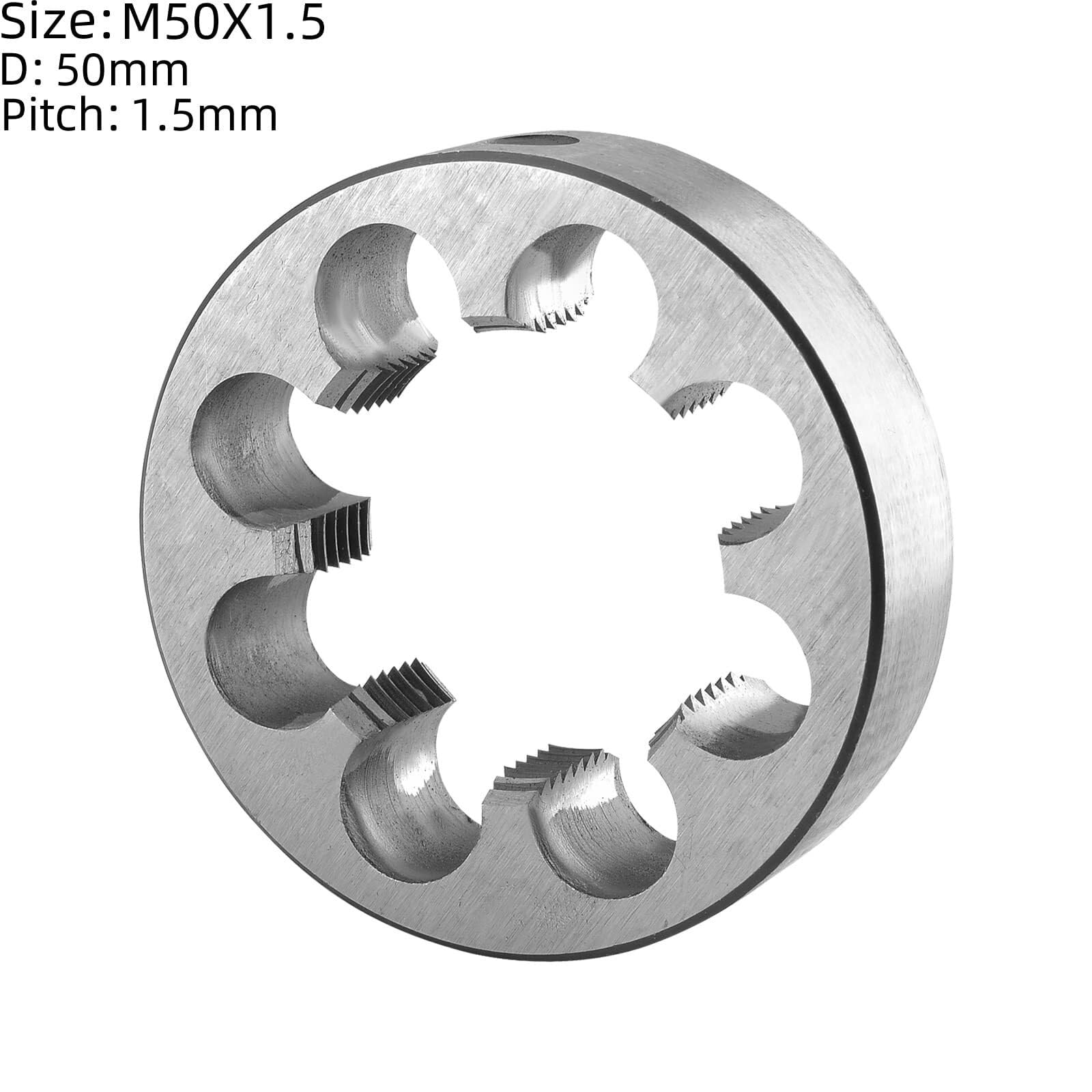 Juego de machos y terrajas, juego de machos y terrajas manuales, matriz de roscado redondo métrico M50 x 1,5, matriz de roscado a máquina M50 x 1,5 a mano derecha