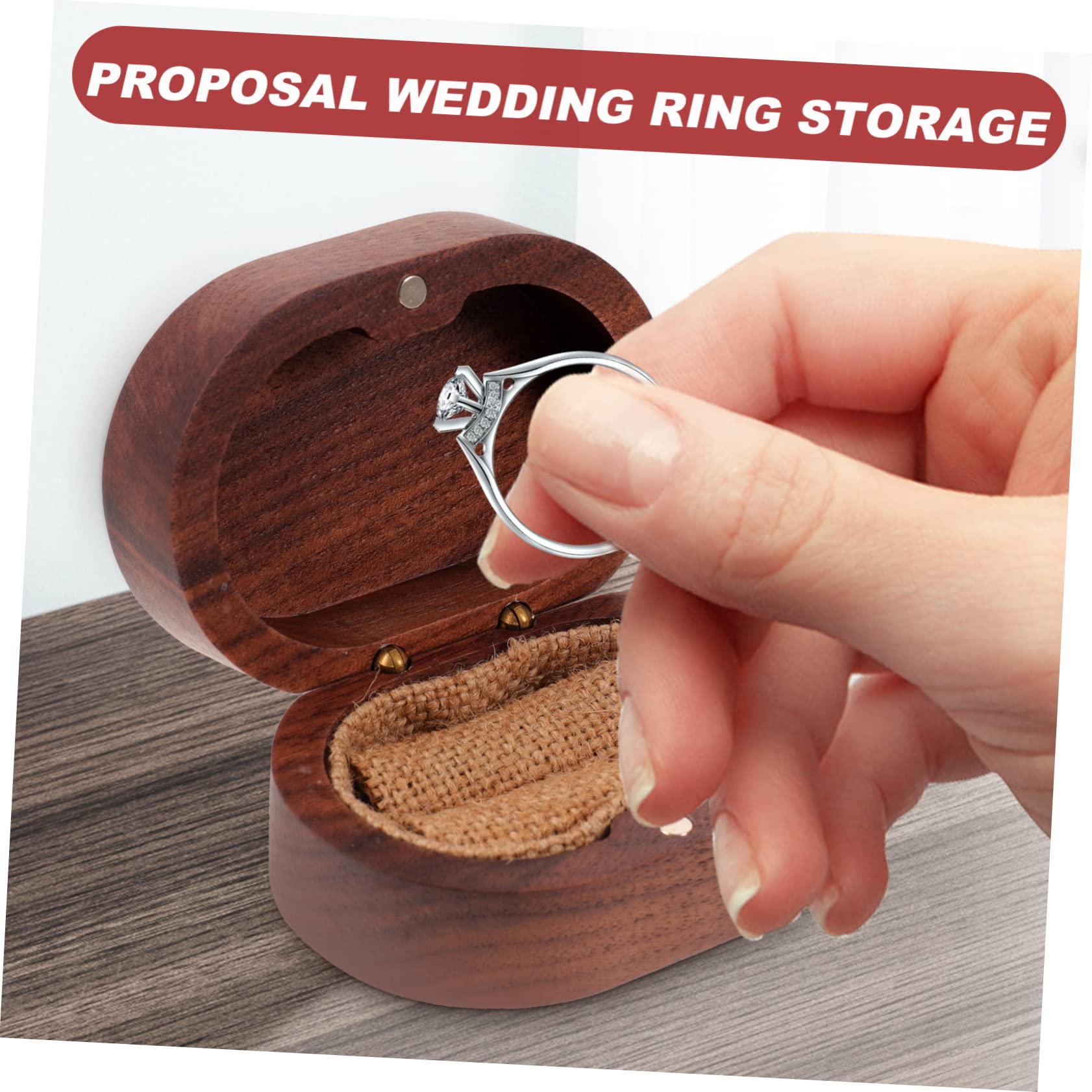 SHERCHPRY 5pezzi Scatola Legno Per Anello Di Fidanzamento Design Rustico e Retro Portagioie Con Apertura Magnetica Per Proposta e Matrimonio Elegante Custodia Per Gioielli