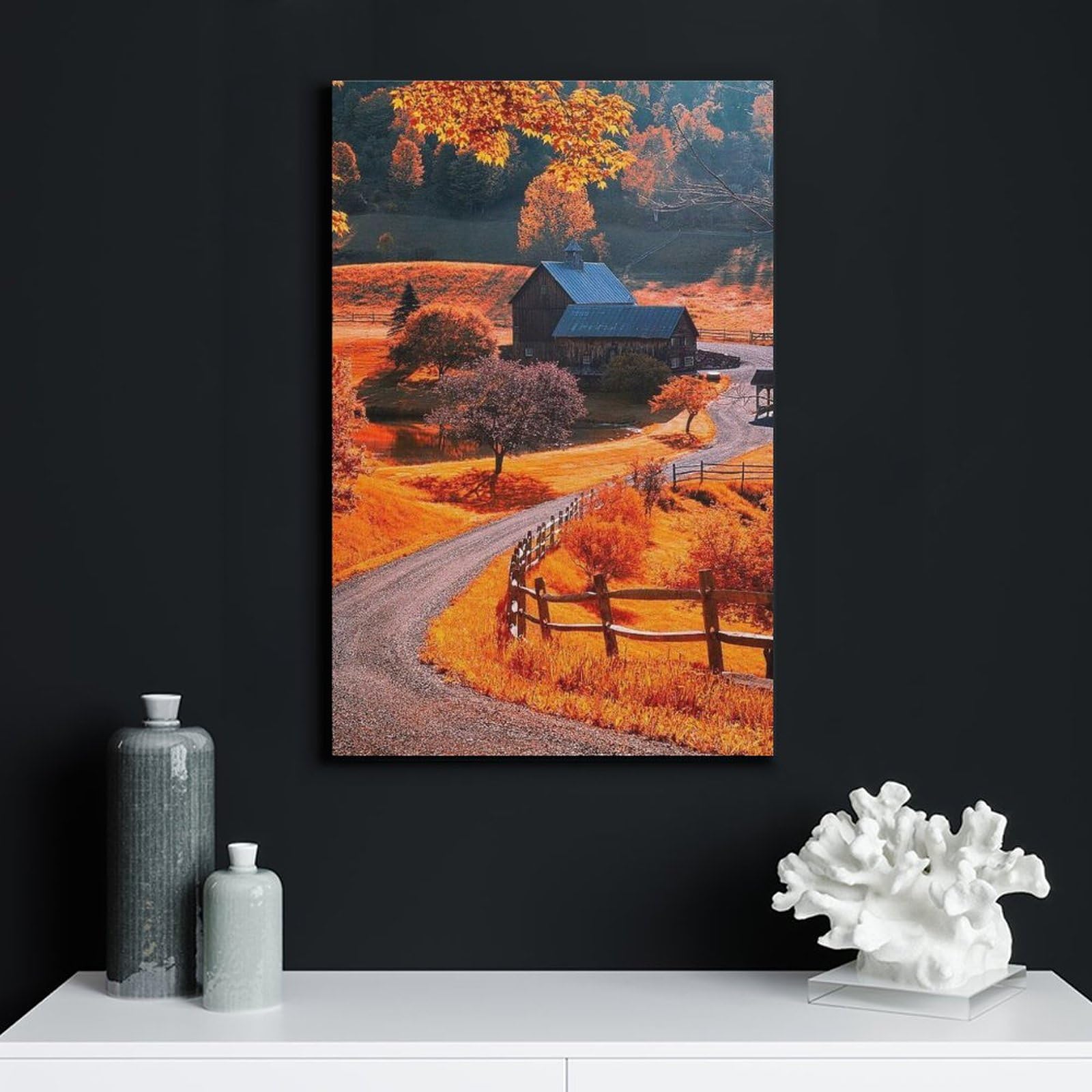 田舎の風景 油彩画 二つのパネル 田舎の風景 油彩画 二つのパネル 田舎の風景 油彩画 二つのパネル