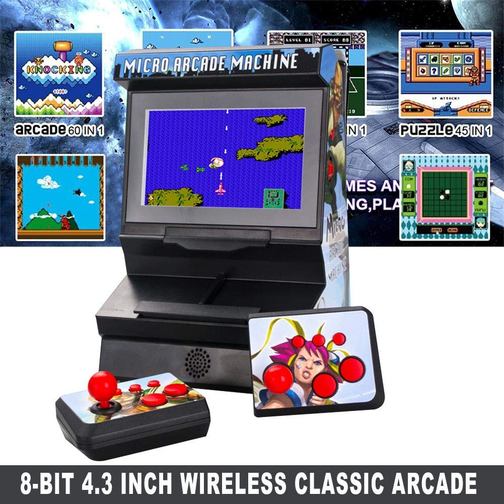8-Bit 4,3 Pollici Mini Console di Gioco Arcade Classica Senza Fili, 2 Persone Che Giocano a Mano Macchina da Gioco Arcade per Bambini, Amici