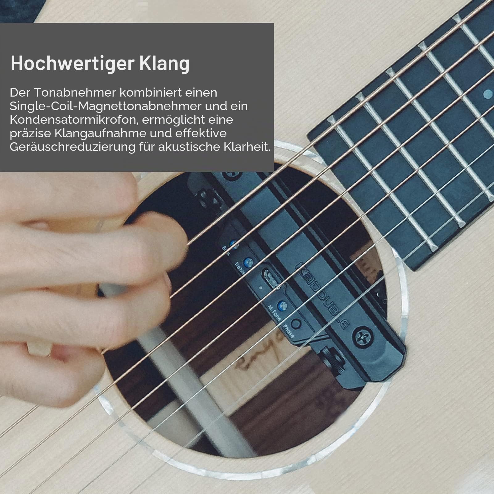 Btuty Gitarren-Tonabnehmer, Vorverstärker, Schallloch-Tonabnehmer mit Lautstärke- und Tonsteuerung, Musikinstrument, Zubehör für Akustikgitarre
