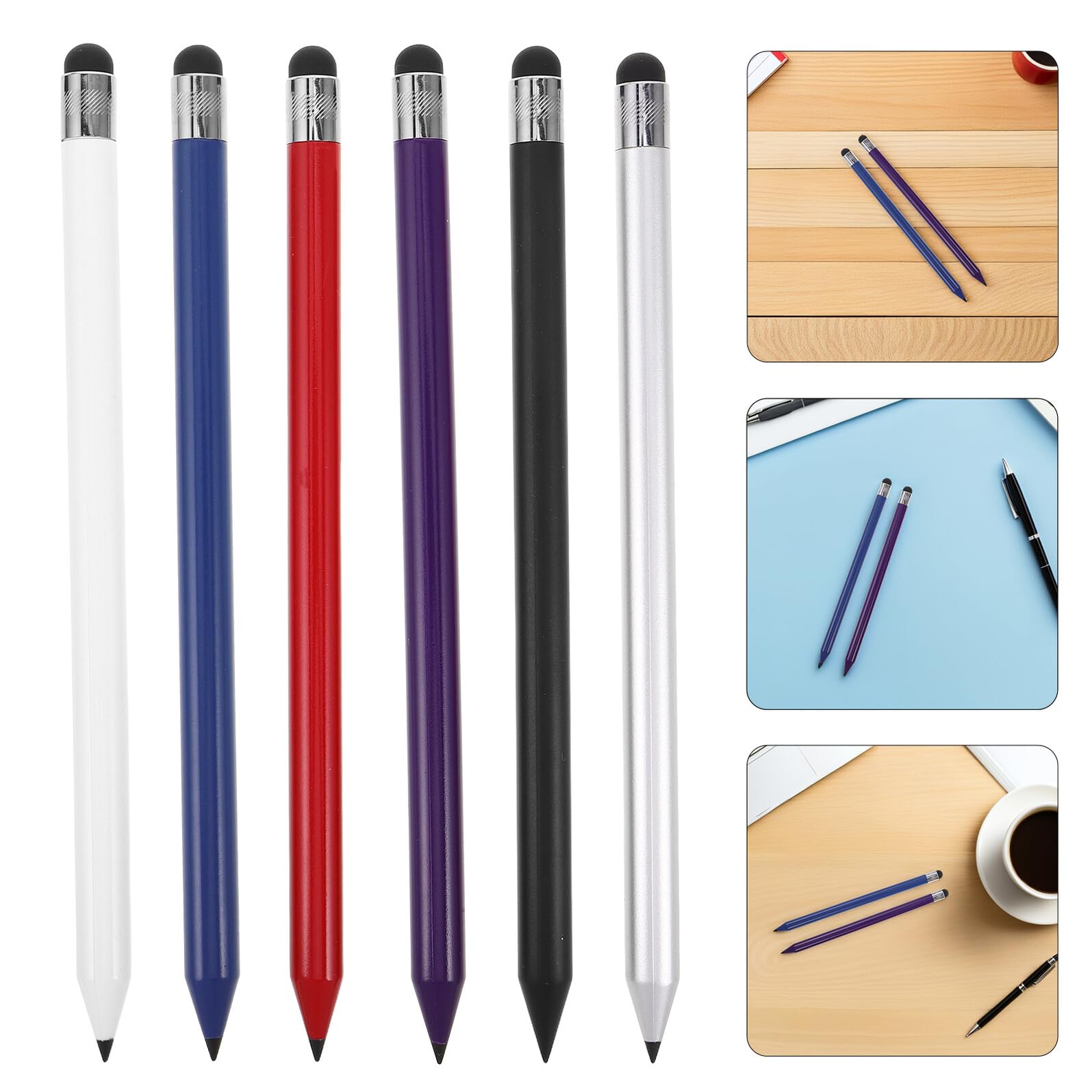 Lápiz Óptico para Tableta Diseño de Lápiz, Paquete de 6 Piezas de Plástico Portátil para Dispositivos Táctiles y Teléfonos Inteligentes, Adecuado para Navegación y Escritura