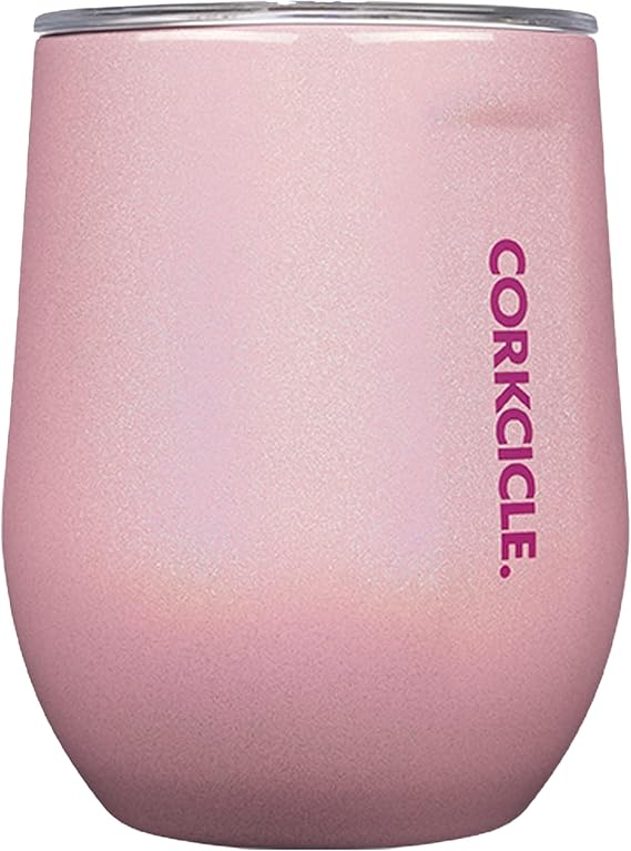 Corkcicle Stemless Insulated Wine Glass Tumbler, Cotton Candy, 12 oz Stainless Steel Stemless Wine Glass Keeps Beverages Cold for 6 Hours, Hot for 3 Hours Non-Slip, Easy-Grip Insulated Cup