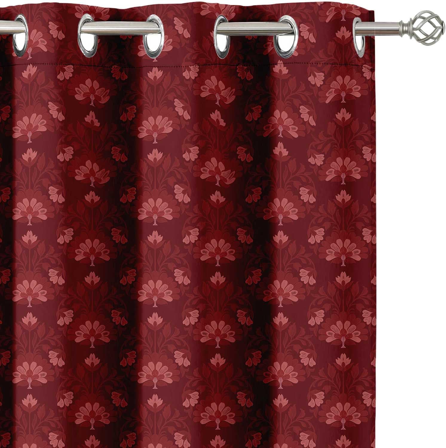 Block Design Blackout Curtains - Set of 2 Panels, 42 x 63 Inches Each - Light Blocking & Thermal Insulated Drapes with Grommet Top for Bedroom & Living Room - Maroon