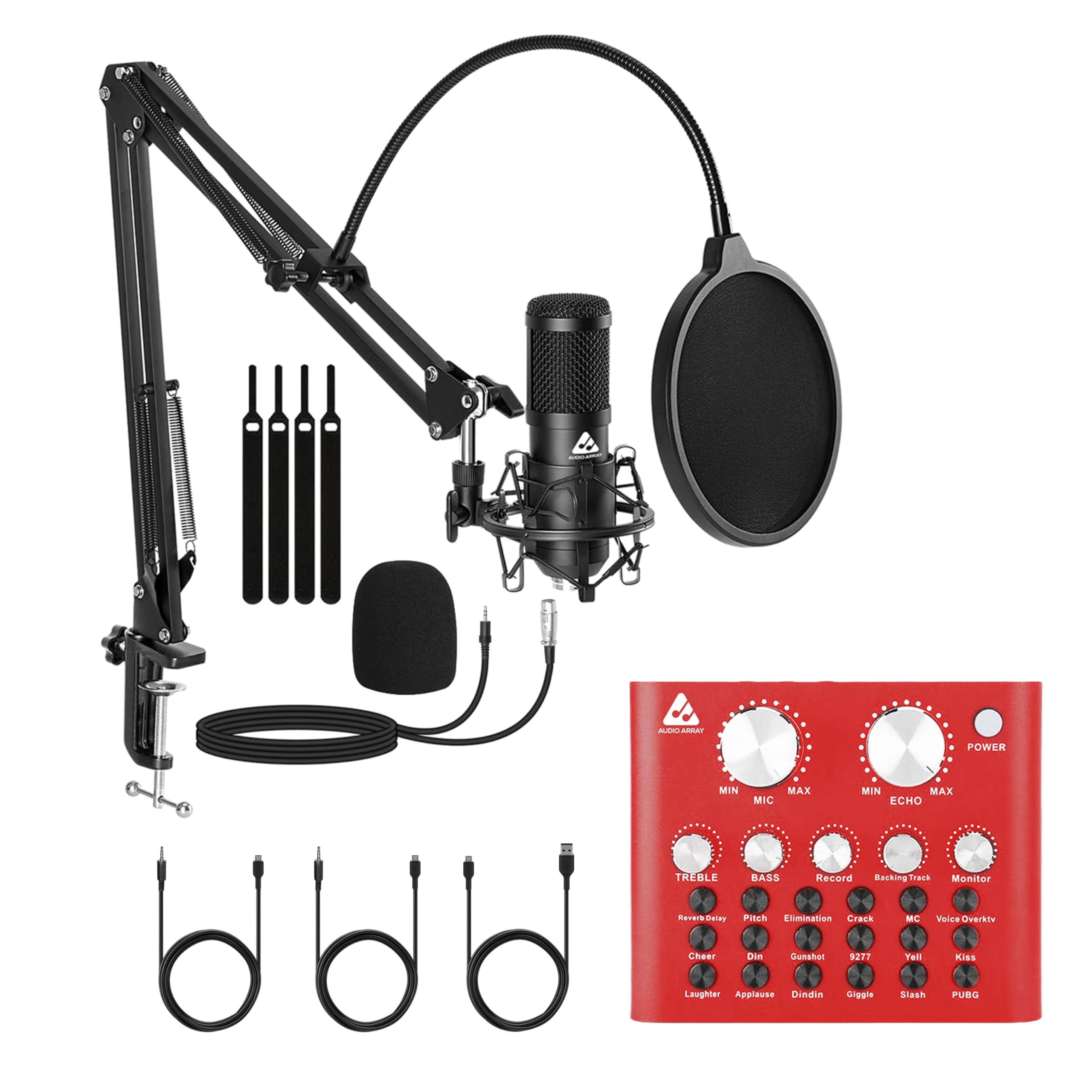 Audio Array Soundcard Singing Bundle | Condenser Mic with Boom Arm & Audio Mixer | Voice Effects, Reverb, Bluetooth | Ideal for Podcasting, Karaoke, Live Streaming, YouTube & Singing - GB-03-image-47