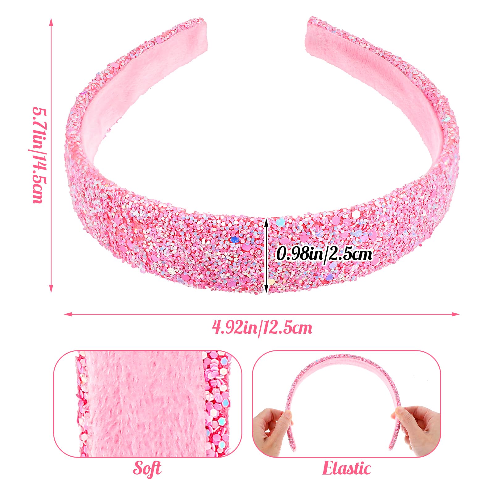 Dimeho Glitter Headbands for Girls 2 Pcs Sparkly Wide Headband Plastic Cute Non Slip Hairbands Thick Bling Fashion Hairband Colorful Rainbow Hair Accessories for Women Girls - Image 2