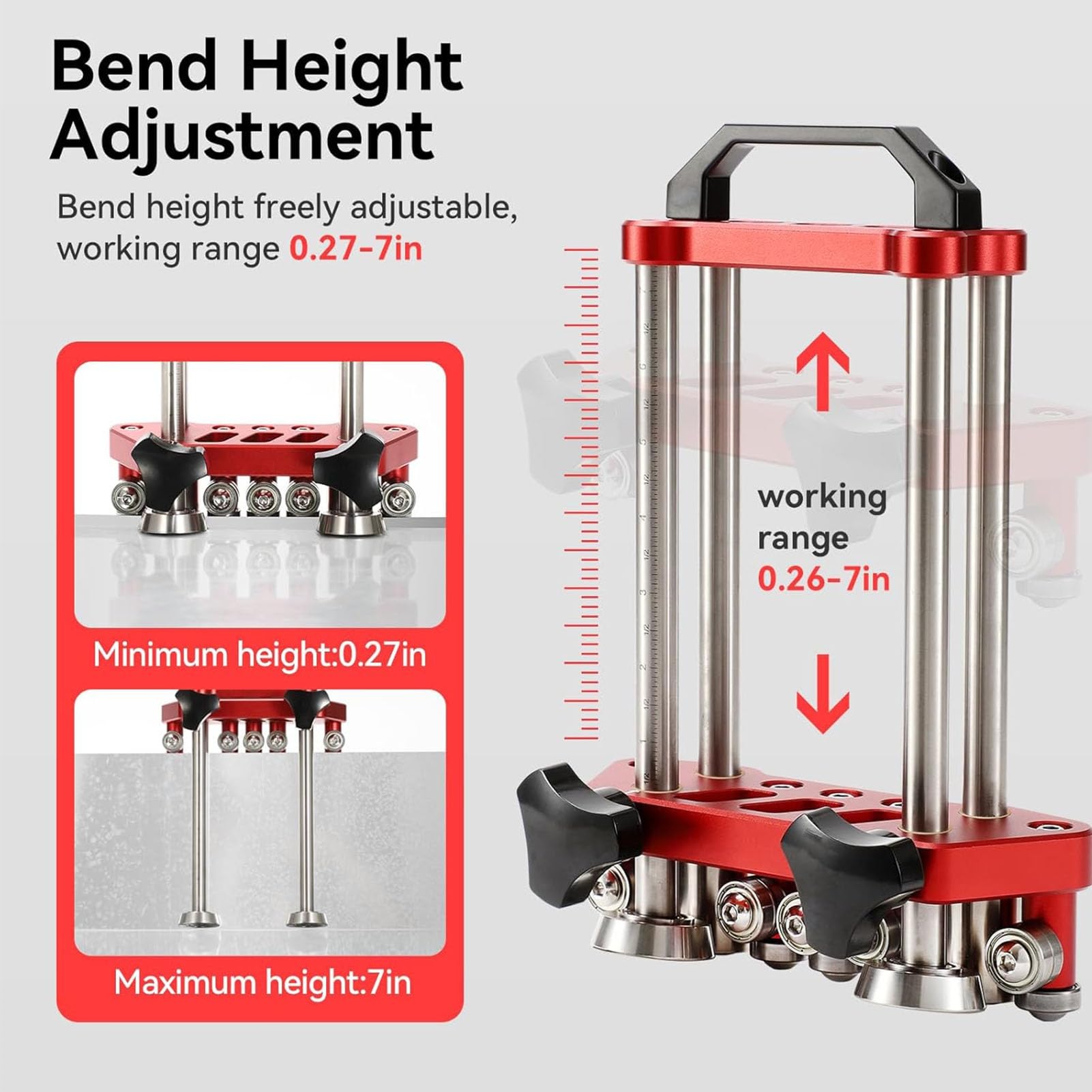 Fockety Rodillo Para Chapa Metálica, Dobladora de Metal de 2 Estaciones, Herramientas Para Techos Metálicos Con Rango de Doblado de 0 a 100° Para Doblados de 7 mm a 180 mm