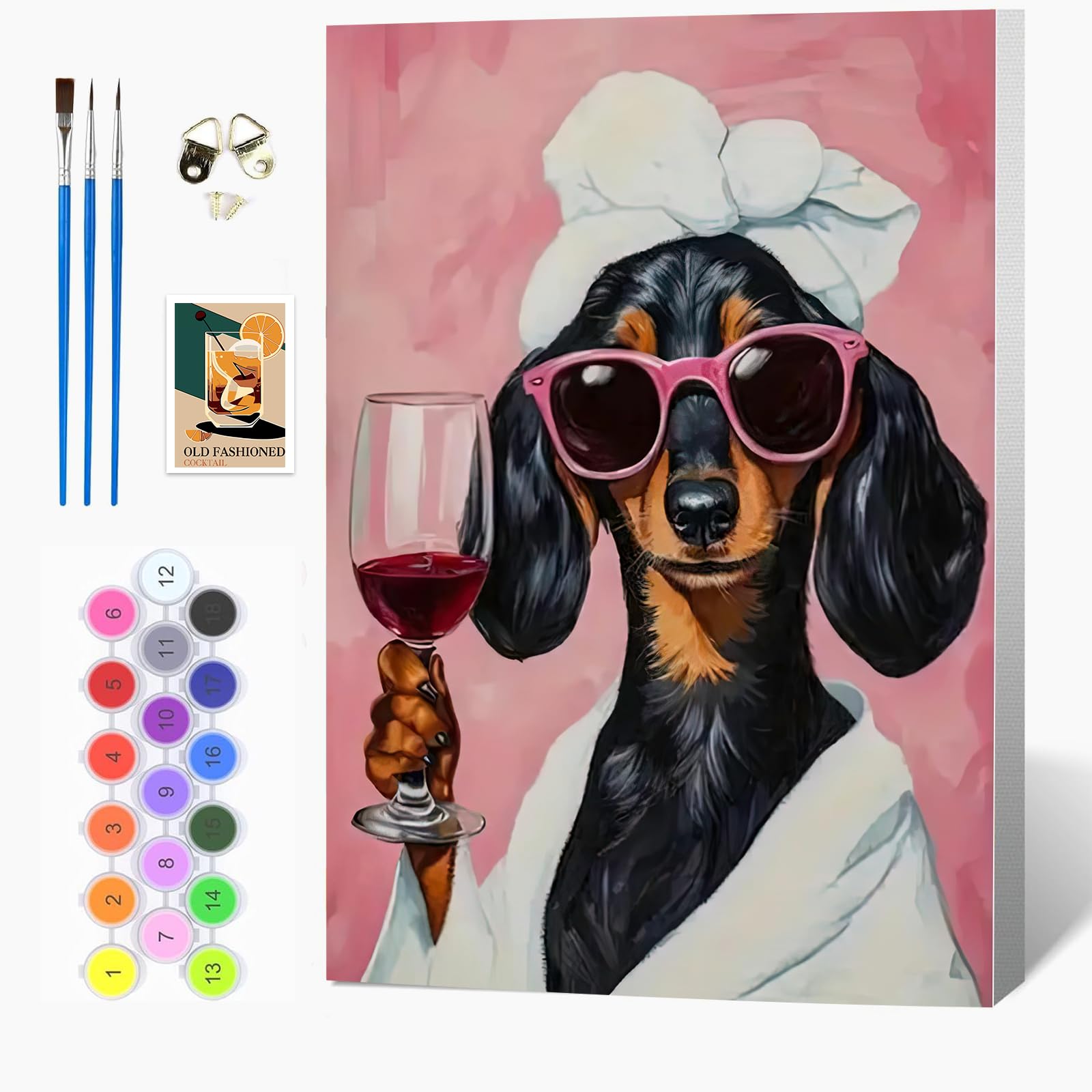 Auremi Dachshund Paint by Numbers Kits for Adults Kids,Animal Painting Kits for Beginners On Clear Symbols Canvas with Wooden Framed, Easy DIY Acrylic Pigment Drawing 20x30cm