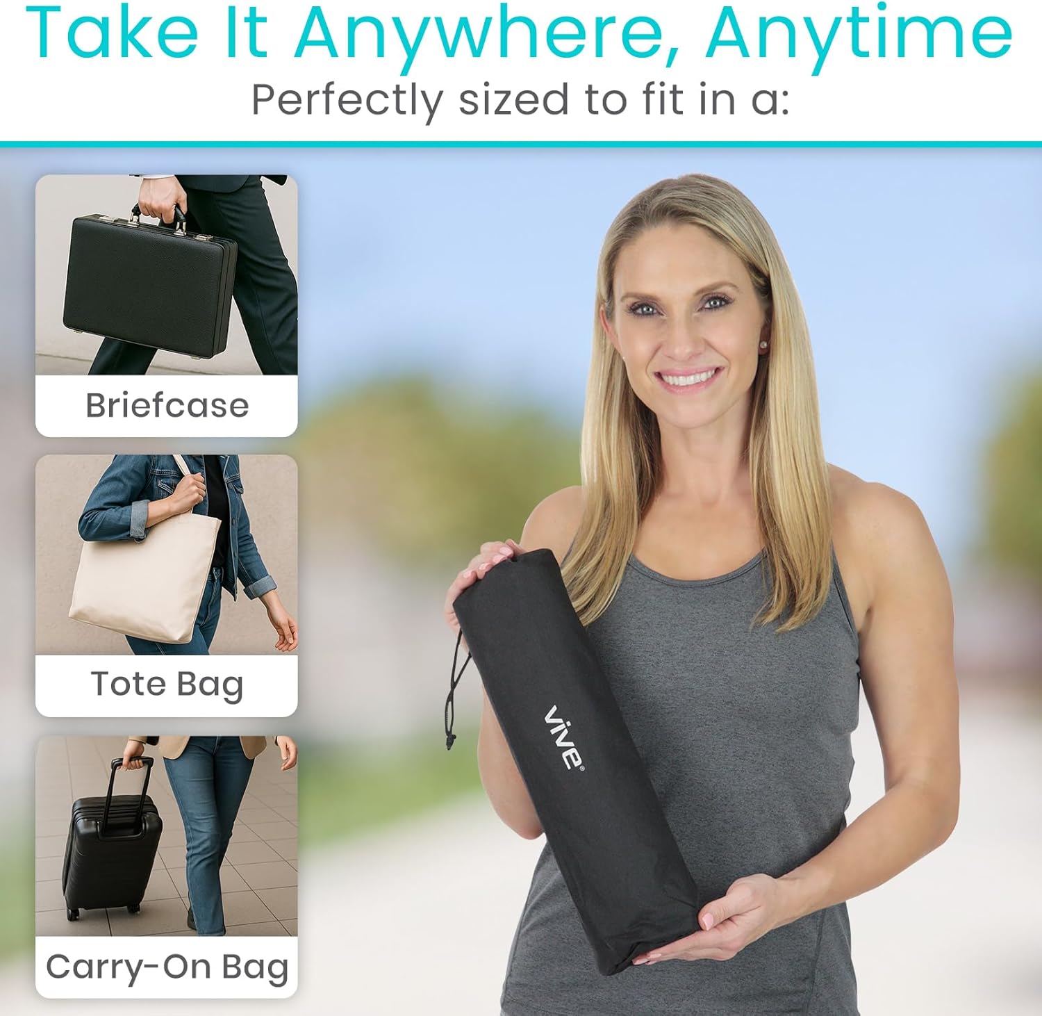 Vive Inflatable Seat Cushion - Portable Pad for Stadiums, Bleachers, Airplanes, Travel, Hiking, Camping, Backpacking, Sporting Events, Picnics - Lightweight Padded Seat Resistant to Tears & Snags