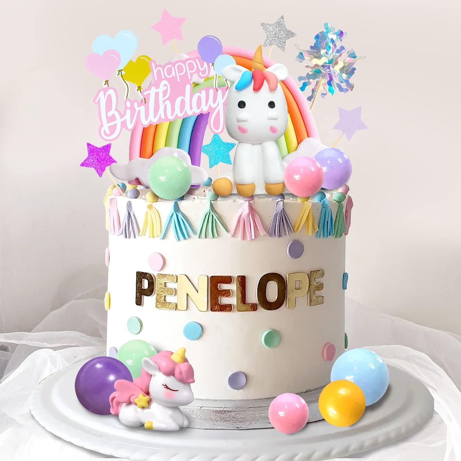 Decoración para Tartas, 18 Pcs Decoracion Tarta Unicornio para Niño con Arcoiris, Unicornio, Estrella, Happy Birthday Cake Topper, Decoración Tartas Cumpleaños para Infantiles Niñas