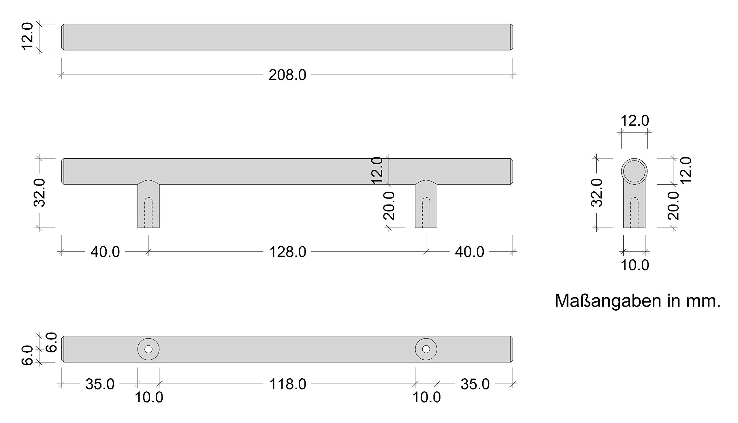 Gedotec Poignée De Meuble Garde-corps En Inox 12 Mm