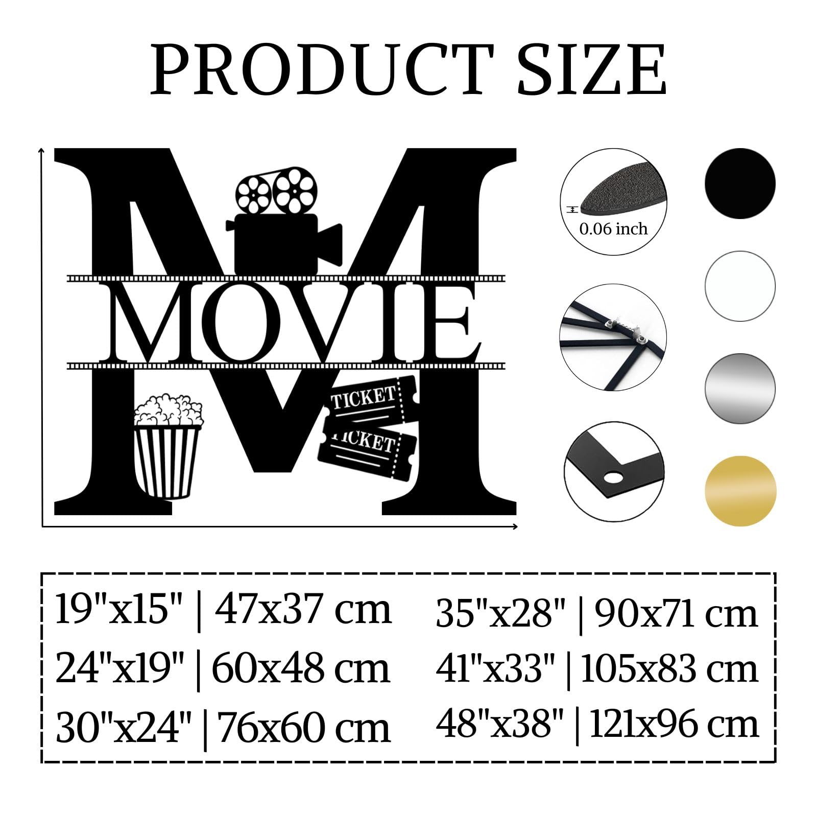Decorazione Murale in Metallo Insegna A Lettere per Cinema E Popcorn Insegna A Macchina Fotografica da Appendere Regalo per Appassionati di Cinema E Collezionisti Oro 47X37 Cm