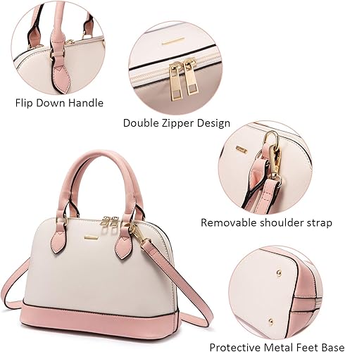 Miniatura 5 de Bolsos cruzados pequeños para mujeres clásico doble cremallera asa superior cartera de cúpula bolso de hombro 1491- Black, 1491- Brown, 1491- Grey,