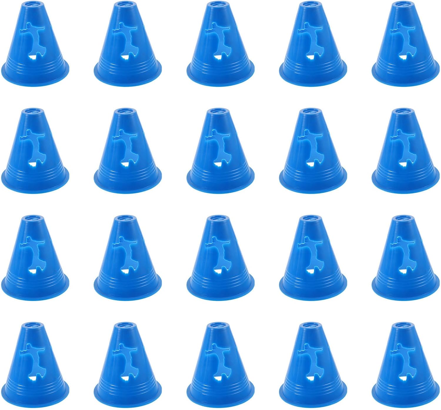 20pcs Blue 8cm High Small Sports Spot Marker Cones Plastic Soccer Training Pylons for Roller Skating Agility Drills School Field Equipment