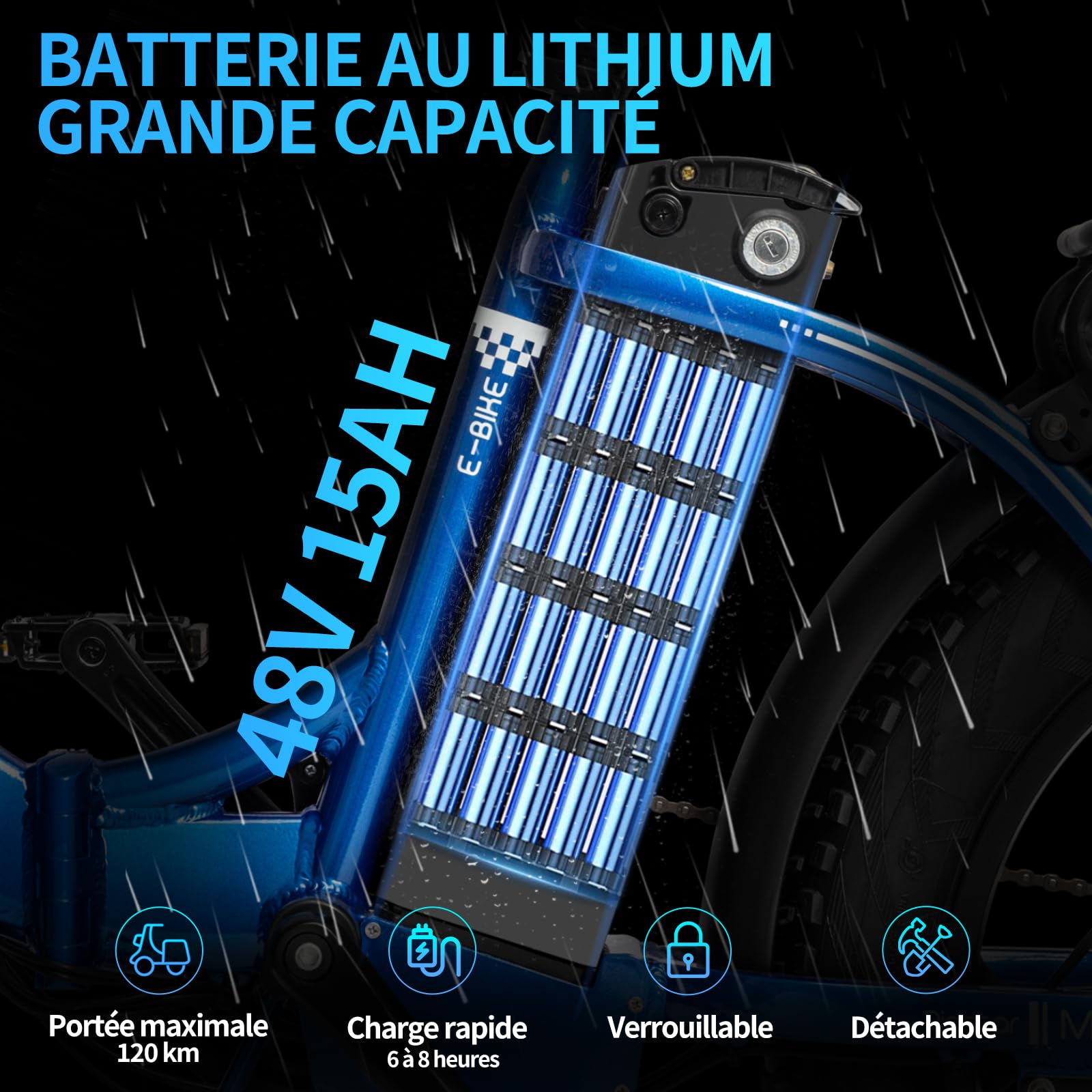 YVY MN20 Vélo Électrique Pliable, Autonomie 120km, Batterie Amovible 48V 15Ah, Moteur 80Nm, Fat Bike Électrique, 20" VTT Électrique 7 Vitesses, E-Bike Double Suspension, Double Disque, Écran LCD