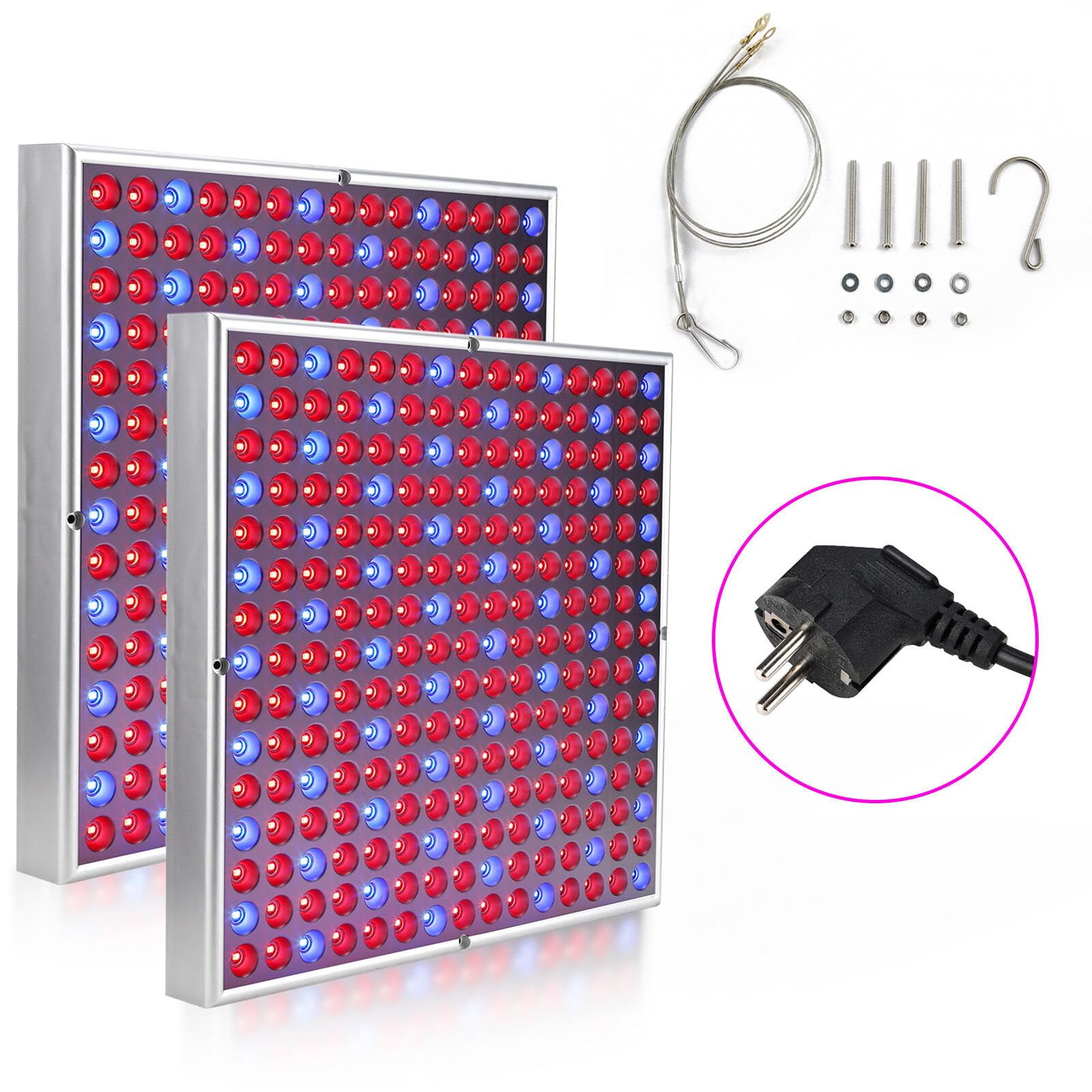 Lampa LED do uprawy roślin 2 x 15 W, pełne spektrum, 225 czerwona i niebieska lampa LED do uprawy roślin pokojowych, warzyw, kwiatów, hydroponiki [klasa energetyczna F]