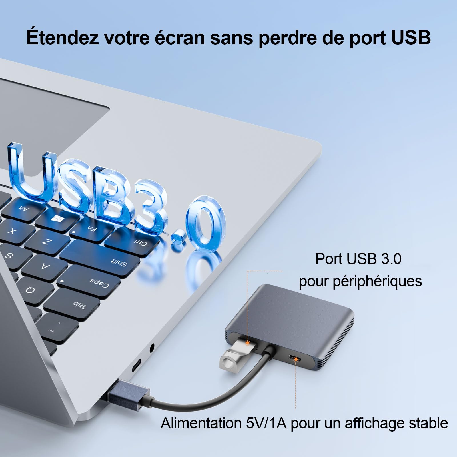 Adaptateur USB 3.0 vers Double HDMI, Dual 1080P@60Hz pour Windows et macOS