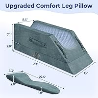 Vista 4 de KingPavonini Almohadas de elevación de piernas ajustables de 4 alturas para después de la cirugía con curva ergonómica, almohada de cuña de espuma