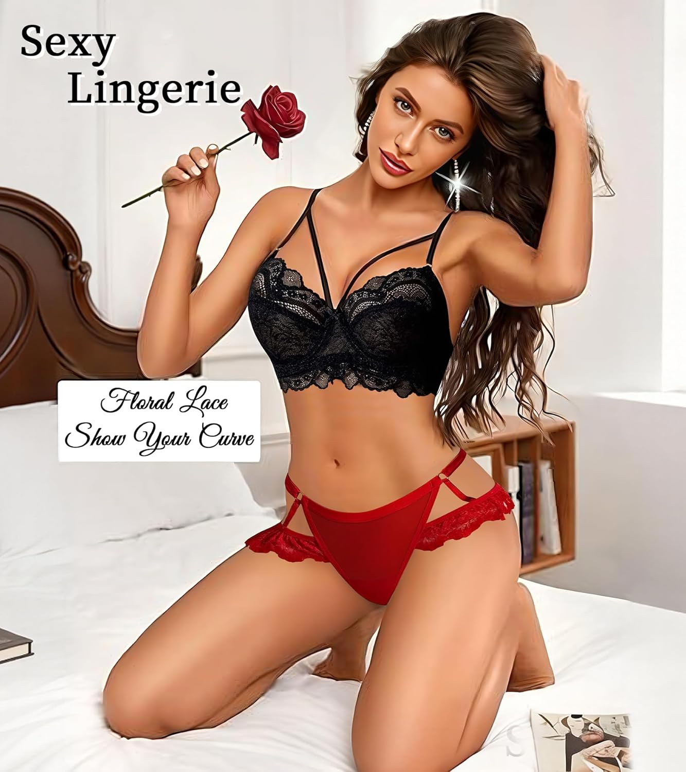 Sexy Thongs for Women Lace G-string Underwear Hollow Out Ladies Breathable Low Rise No Show T-Back Panties 4Pack - Image 3