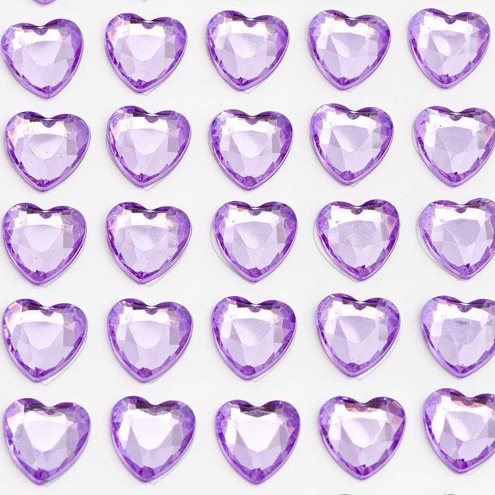Italian Options - 10mm Lilac Heart Self Adhesive Stick on Gems (50 pcs)
