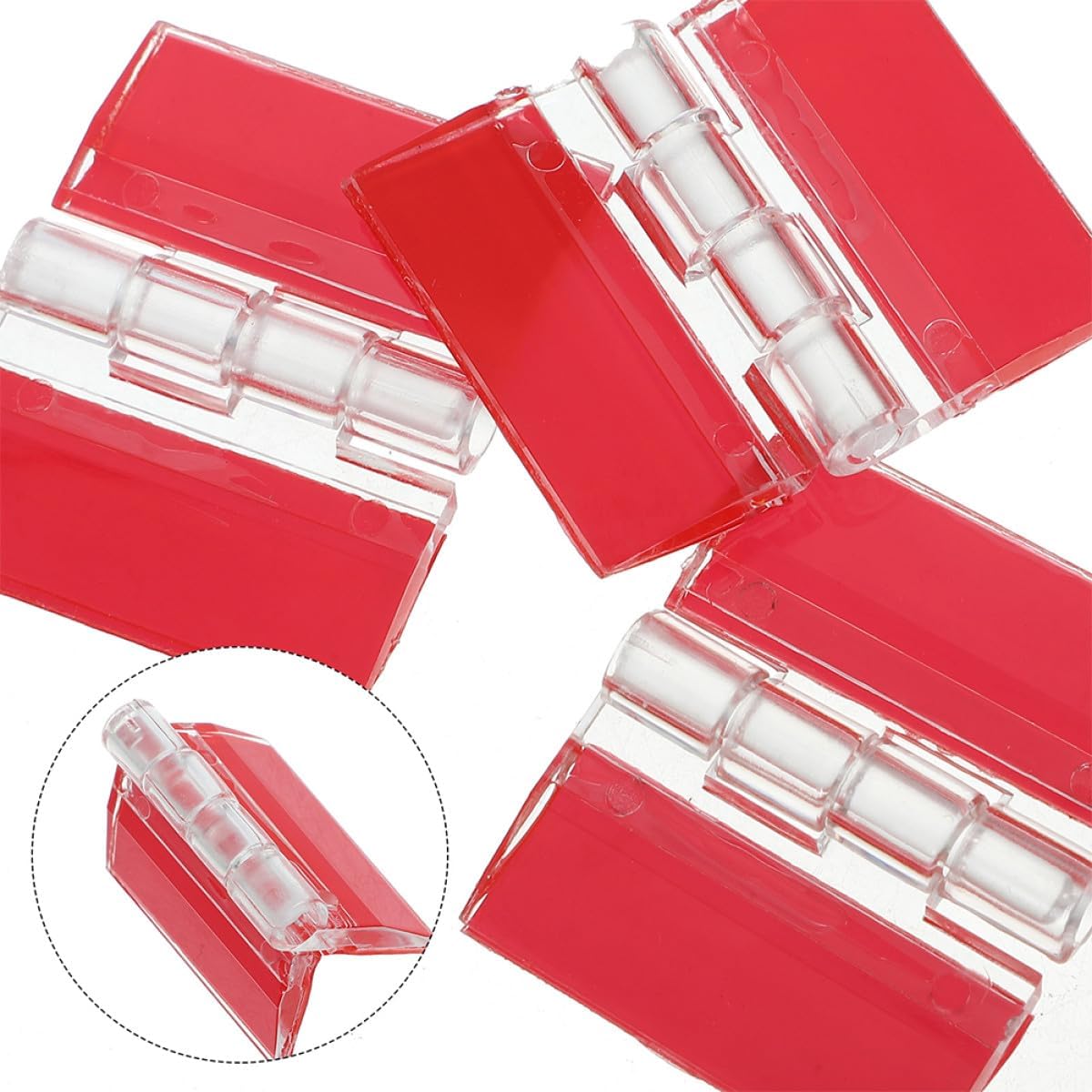 Generic 6pcs Acrylic Self-Adhesive Small Cabinet Door Folding Hinges Strong Adhesive Plastic Replacement Hinges for DIY Crafts Box Lid Repair