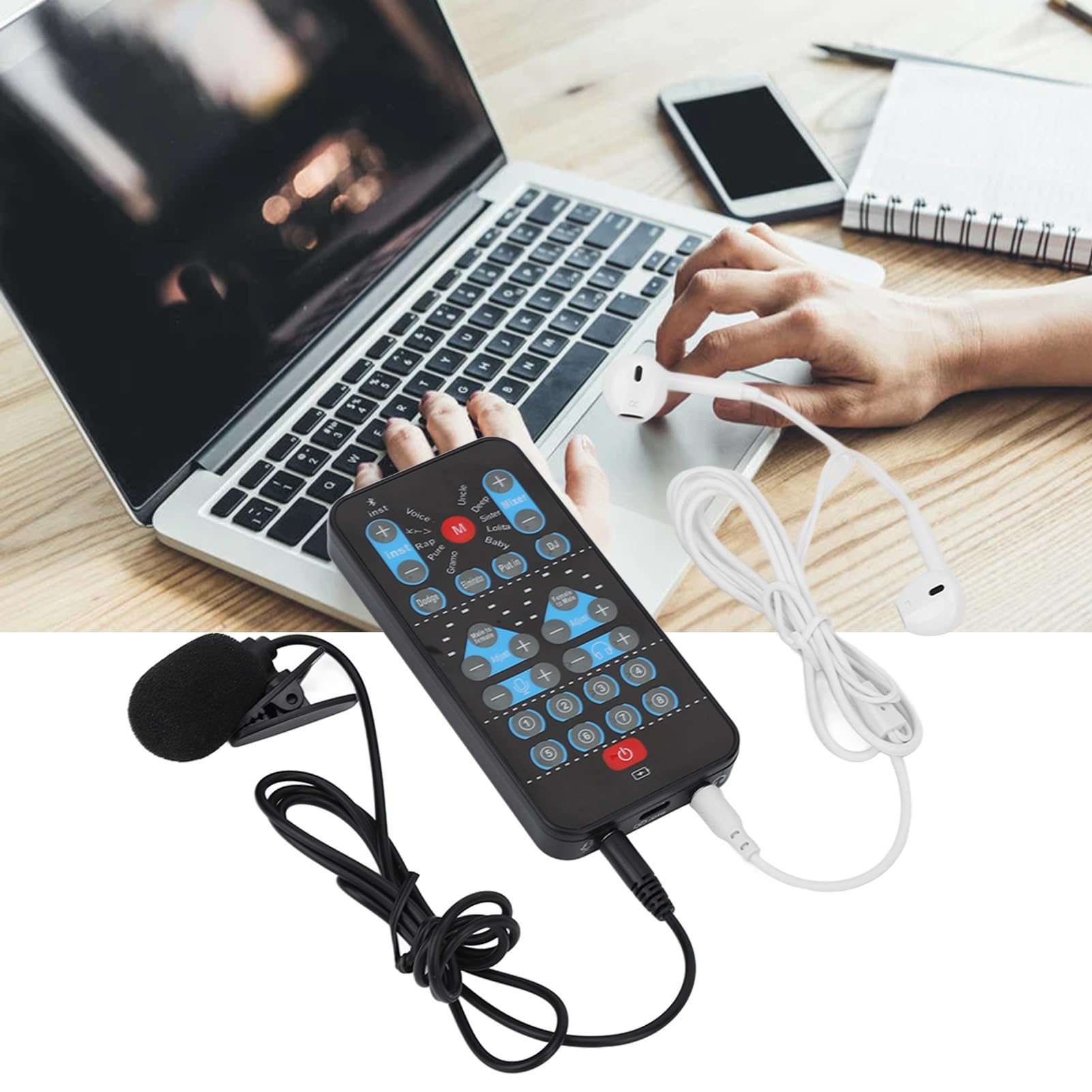 Cambia Voce per, Mini Voice Changer 8 Effetti Sonori Dispositivo Microfono Abbellimento Carta Palmare Telefono Cellulare Computer Dults Halloween Supporto Multi Lingue