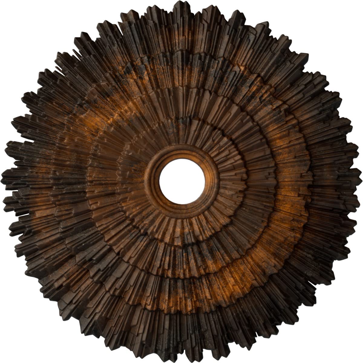 Médaillon de plafond rouille 62cm Eryn pour lustre et rosace de style rustique