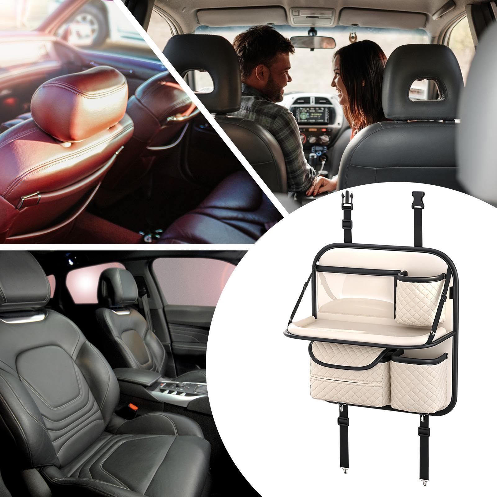 Organizer per sedile posteriore 'auto, tasche multiple, anti-fuoriuscite | Organizer posteriore con portabicchieri per telefono, bottiglie, salviette, snack, bevande, viaggi su strada