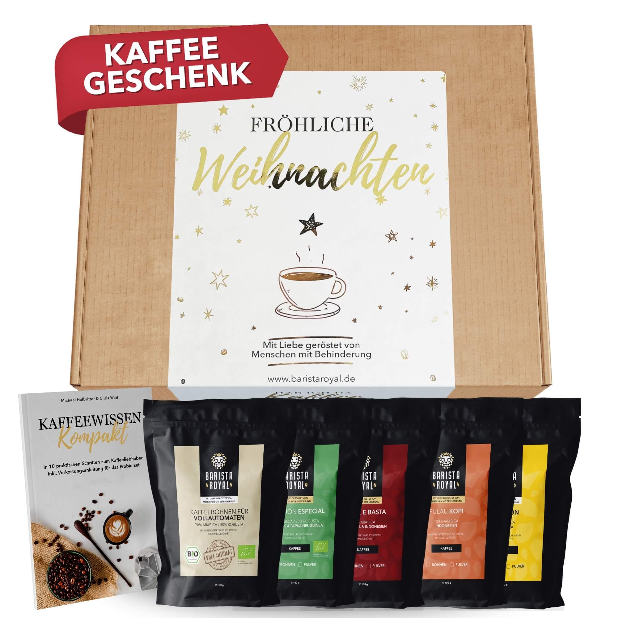 Kaffee Geschenk Weihnachten 5 x 100g Kaffeebohnen Probierset ganze Bohne
