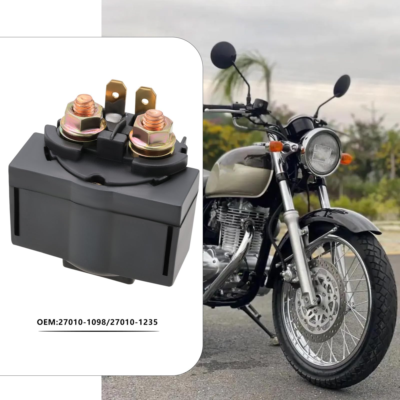 The Lord of the Tools Relais solénoïde de démarreur de moto 12 V 1 pièce de rechange 27010-1098 27010-1235 compatible avec Kawasaki BJ EN GPX GPZ GTR VN Z ZR Triumph Tiger T