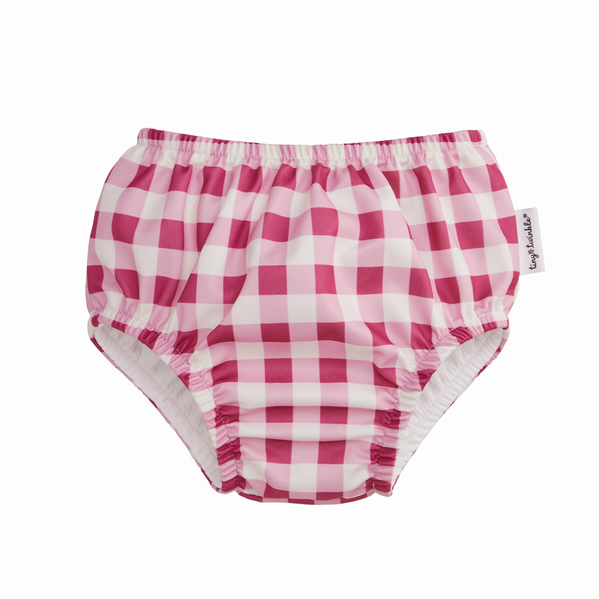 Tiny Twinkle Pull-Up Reusable Swim Diapers 2-Pack | Waterproof and UPF 50+ Sun Protection | Lightweight and Absorbent | Machine Washable(Raspberry Gingham,Bubblegum Bows,12-18M) - 3
