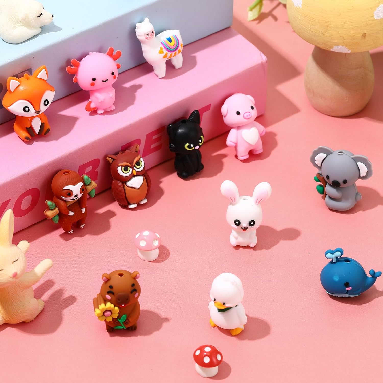 12 Pcs 3D Silicone Focal Beads Pens Beads Bulk for Beadable Keychain DIY Crafts Necklace Bracelet Phone Chain Charms Jewelry Making (Animals B) - Image 6