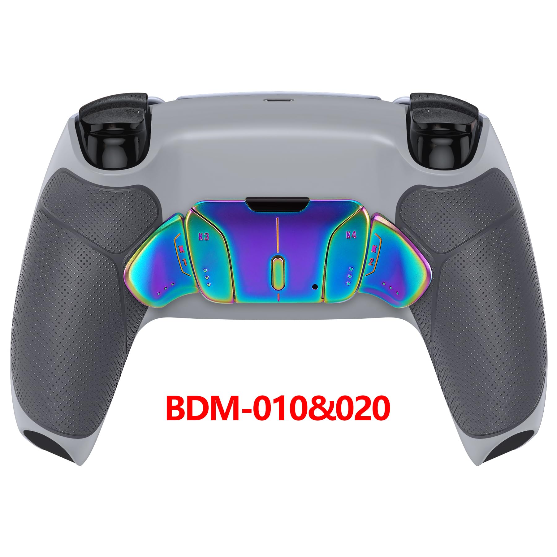 eXtremeRate Rise4 Remap Kit Metallo per ps5 Controller BDM-010/020, 4 Palette Paddles Back Button Programmabili per ps5 Joystick, Cover Grip&Tasti Posteriori Accessori Kit-Grigio Blu Viola