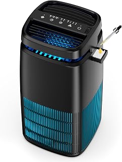 POMORON MJ002H 4-in-1 HEPA Air Purifier: Ionizer, UV Light, 1250 Sq Ft Coverage, 99.97% Allergen Removal for Bedroom & Home, Black