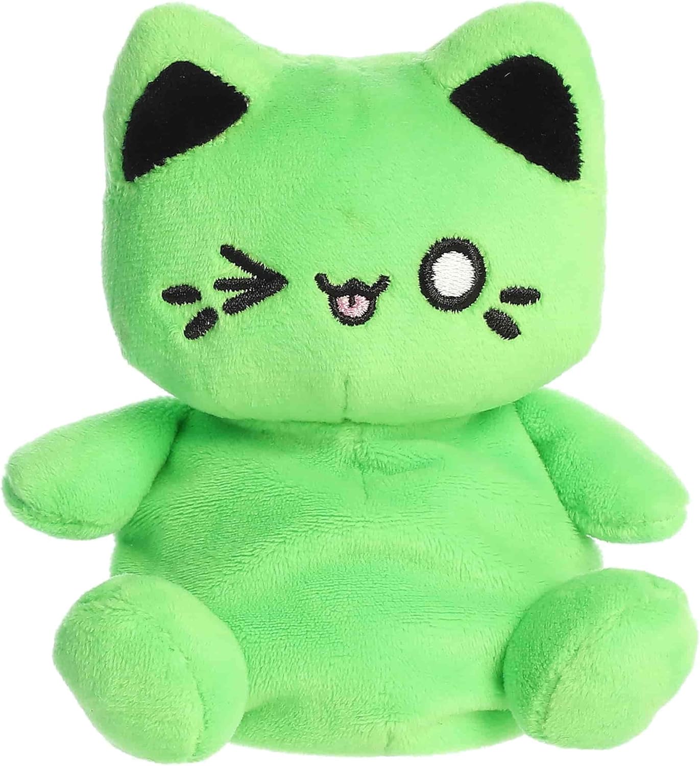 Aurora® Enchanting Tasty Peach® Meowchi Palm Pals™ Stuffed Animal - Bright & Colorful Design for Room Decor - Perfect for Adults, Kids, and Birthdays - Toxic Green 5 Inches