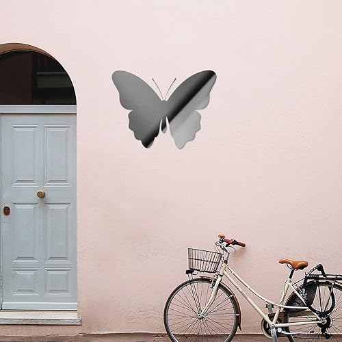 Miniatura 6 de ANDstic794451SI - Calcomanías de vinilo de lujo con diseño de mariposa (plata metálica) (2 unidades) para ordenador portátil, escritorio,