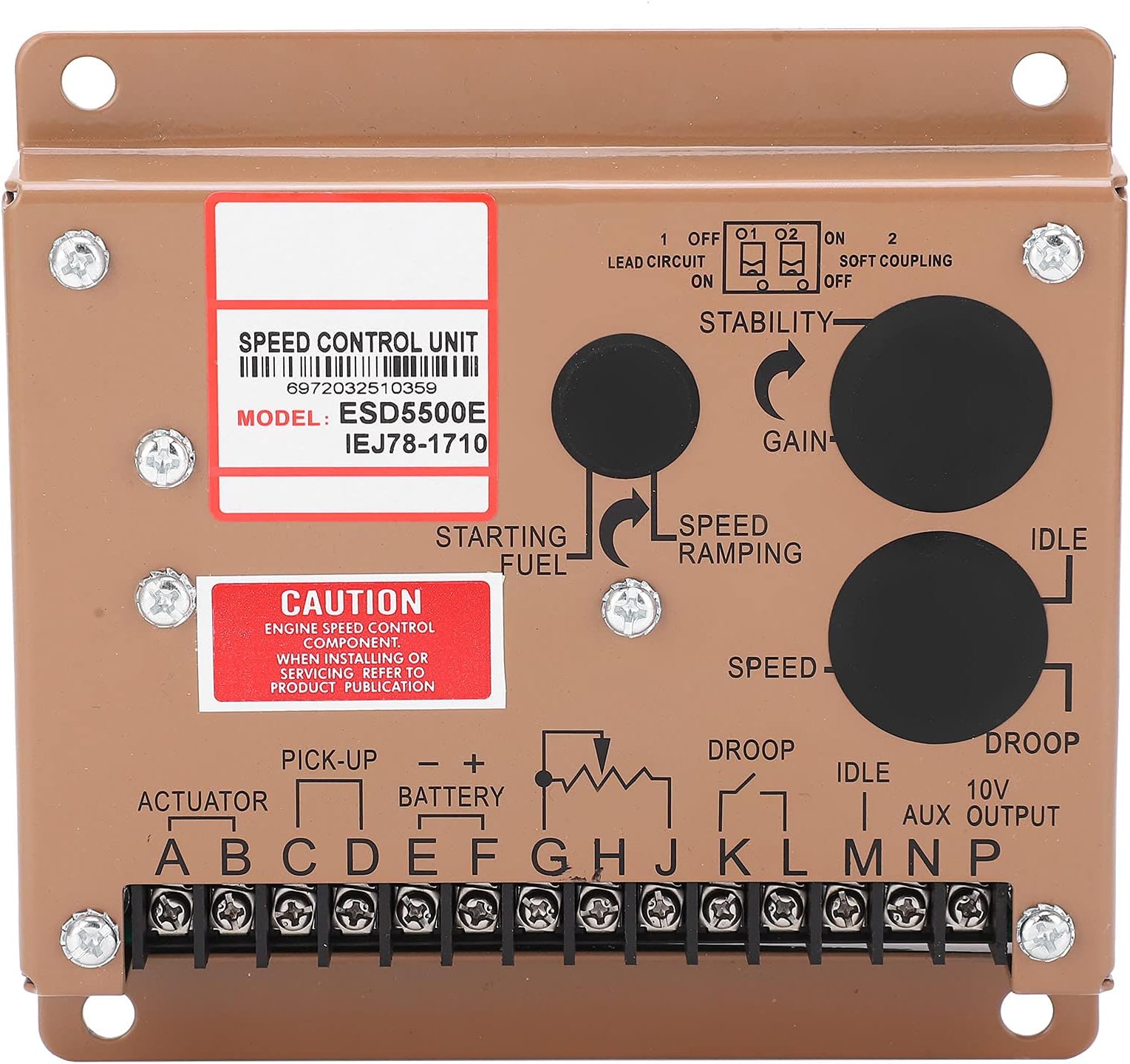 Engine Speed Regulator Electronic Control Module ESD5500e High Performance Generator Speed Control Board for Cummins Fukang GAC Generator Sets DC 12V 24V Universal