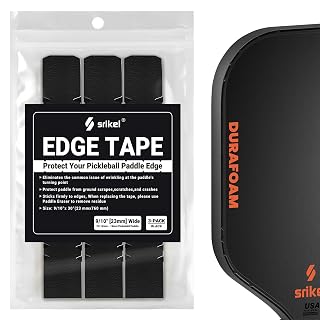 Srikel Pickleball Edge Guard Tape – Pickleball Paddle Edge Protection Tape 3 Pack, Head Edge Guard for 12MM-14MM Rackets,Easy Application,No Wrinkling,23MM Width Solid Black