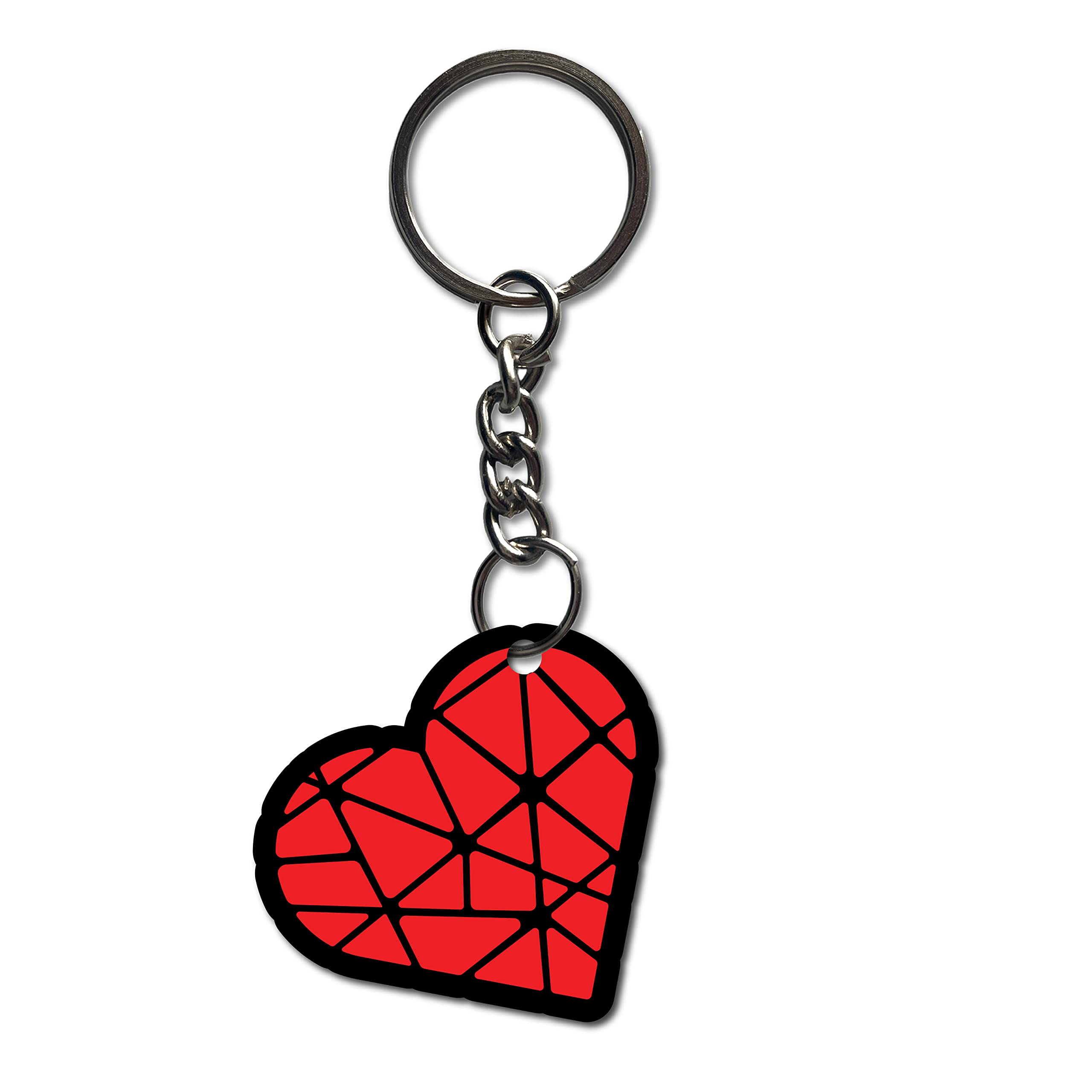 Love Heart Printed Shape Keychain for Girls Women Men Couples Bike Car Bag Key Tag Keyrings L x H 2.5 x 2.2 Inch-image-22