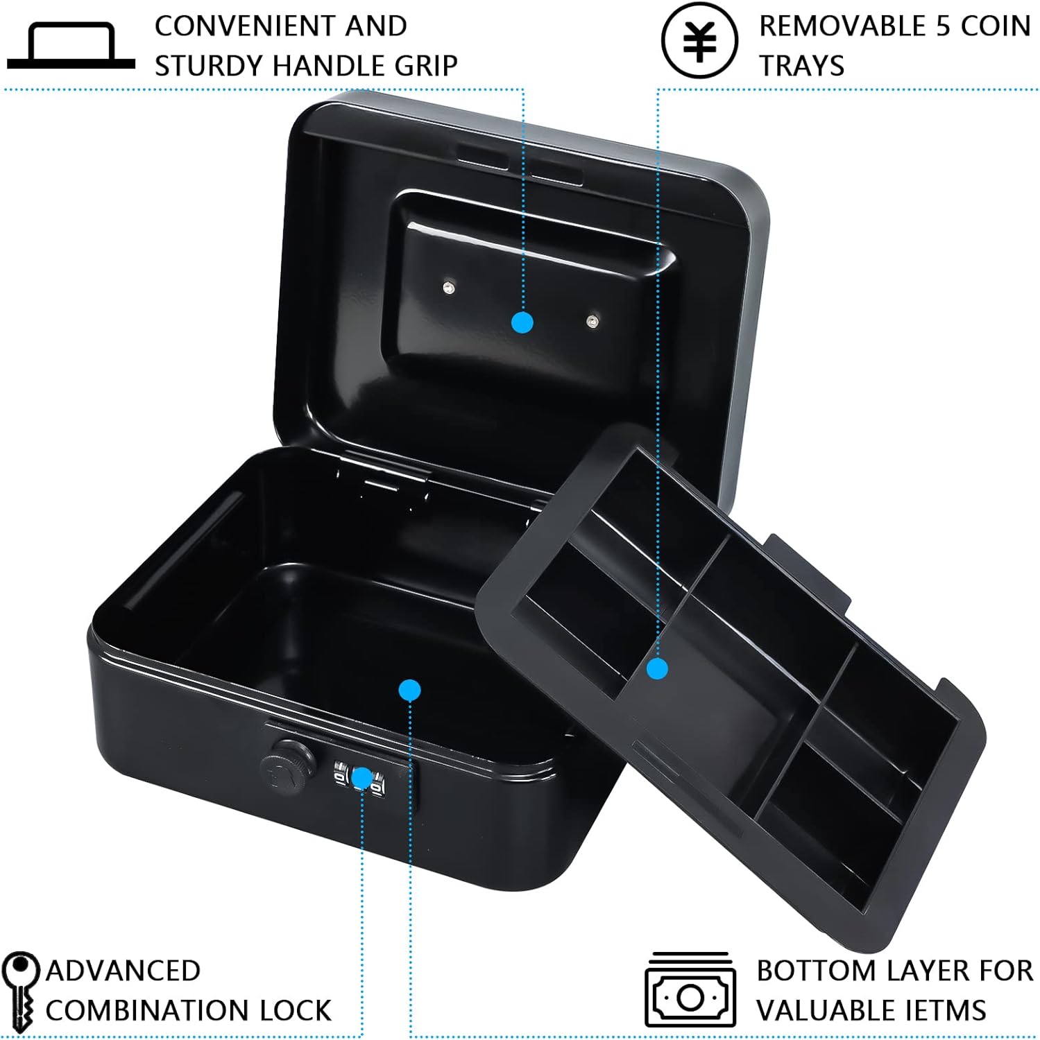 KYODOLED Metal Lock Box,Fireproof Document box with Key Lcok