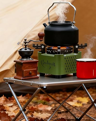 Miniatura 4 de Indwell Estufa de propano de un solo quemador, estufa de camping con quemador infrarrojo, llama ajustable de encendido piezoeléctrico estufas