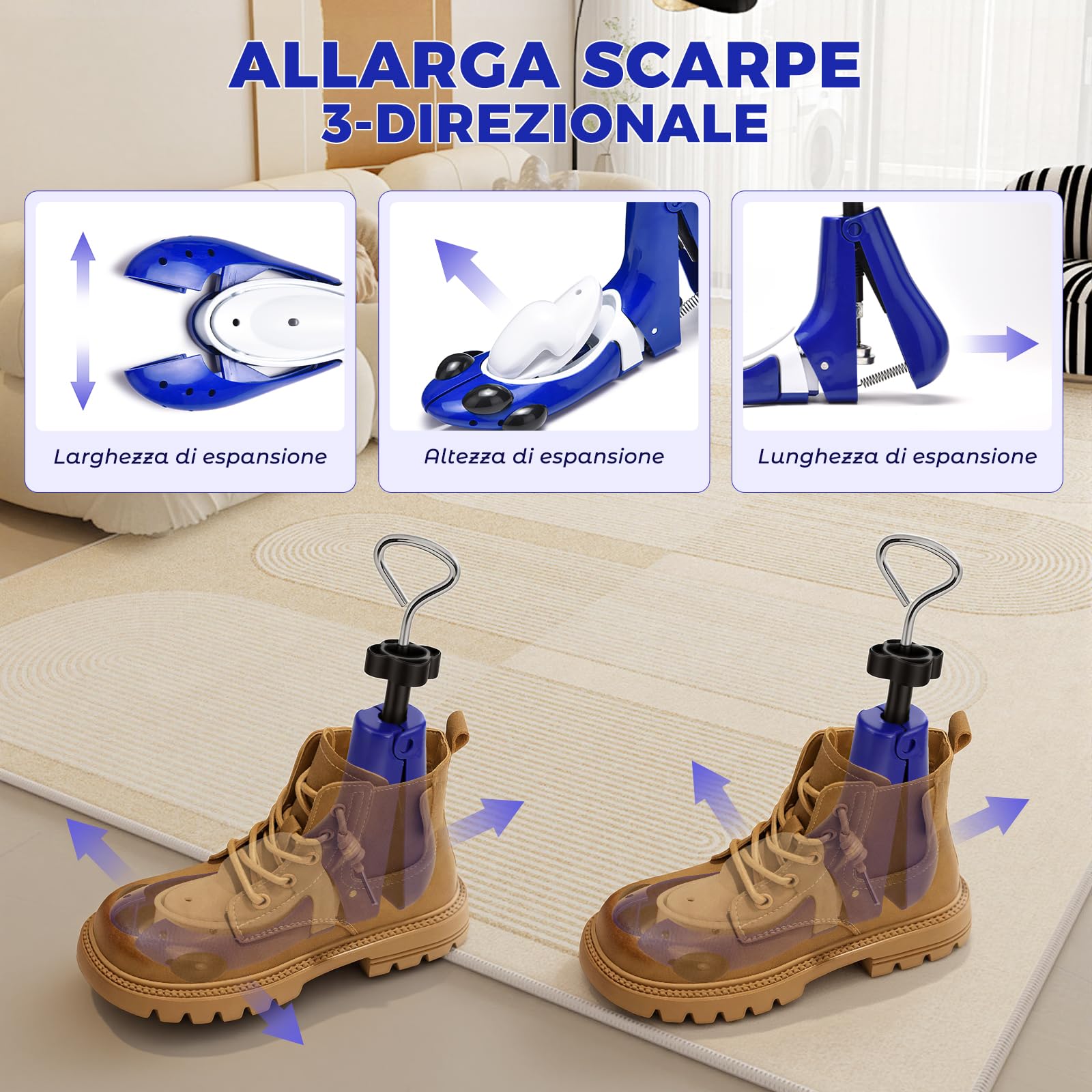 Tenditore per scarpe da uomo e da donna, regolabile in 3 vie, lunghezza e larghezza, per scarpe troppo strette, estensore per scarpe da ginnastica, stivali da trekking