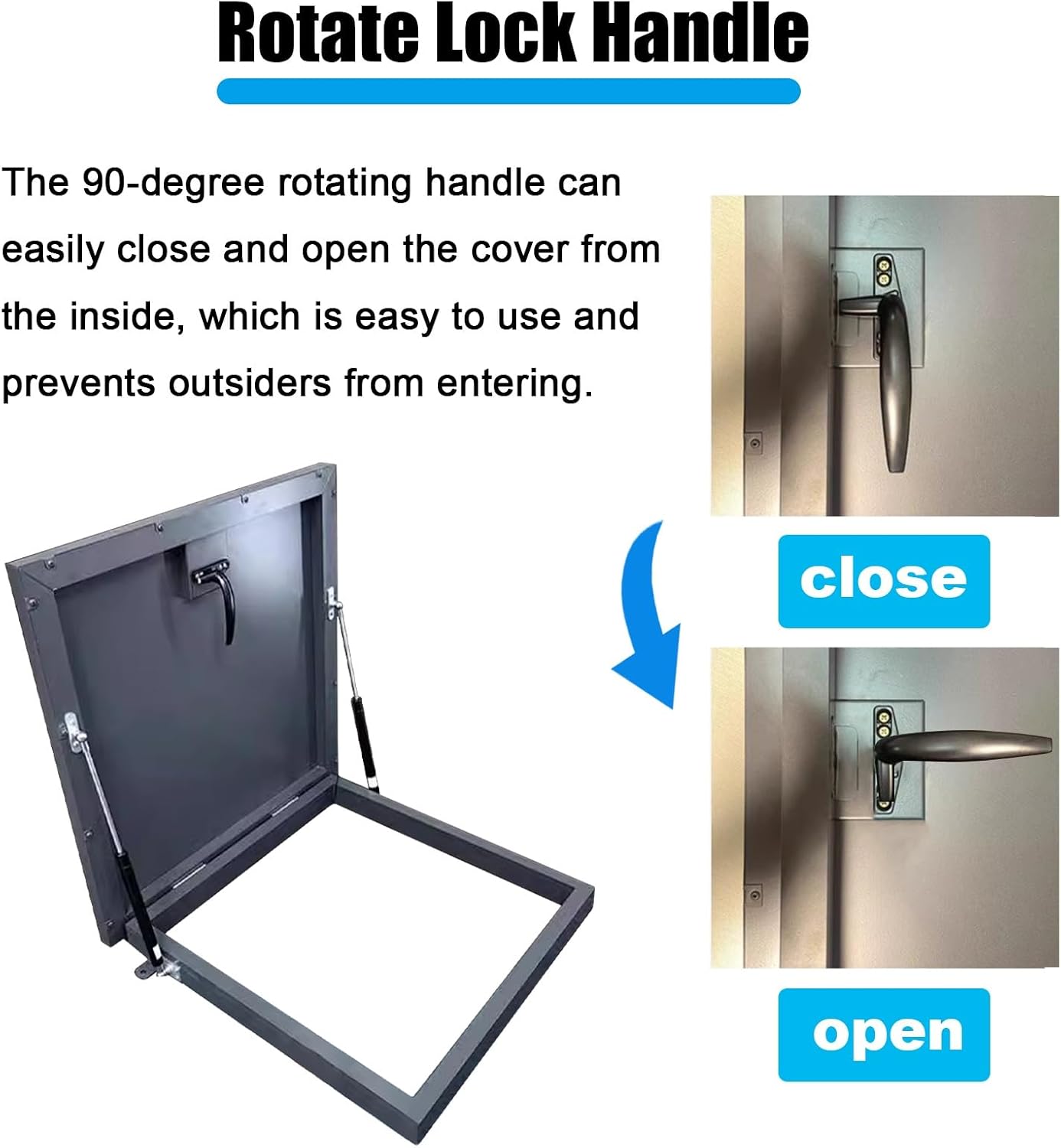 Galvanized Metal Roof Vent Escape Hatch Cover, Square Roof Skylight Rain Cover Security Door, Roof Hatch Deck Mount Roof (85 x 85 cm (33 1/2)